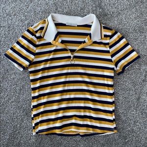 Yellow Strip Collared Top